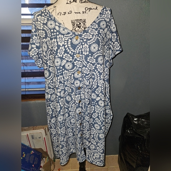 LulaRoe Womans Blue/White Button Up Dress Size 2xl - Picture 1 of 12